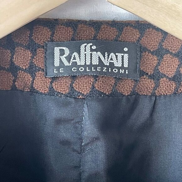 Raffinati Le Collezioni Brown/Black Fringe Trim 100% Virgin Wool Jacket Sz 6 - Picture 4 of 5